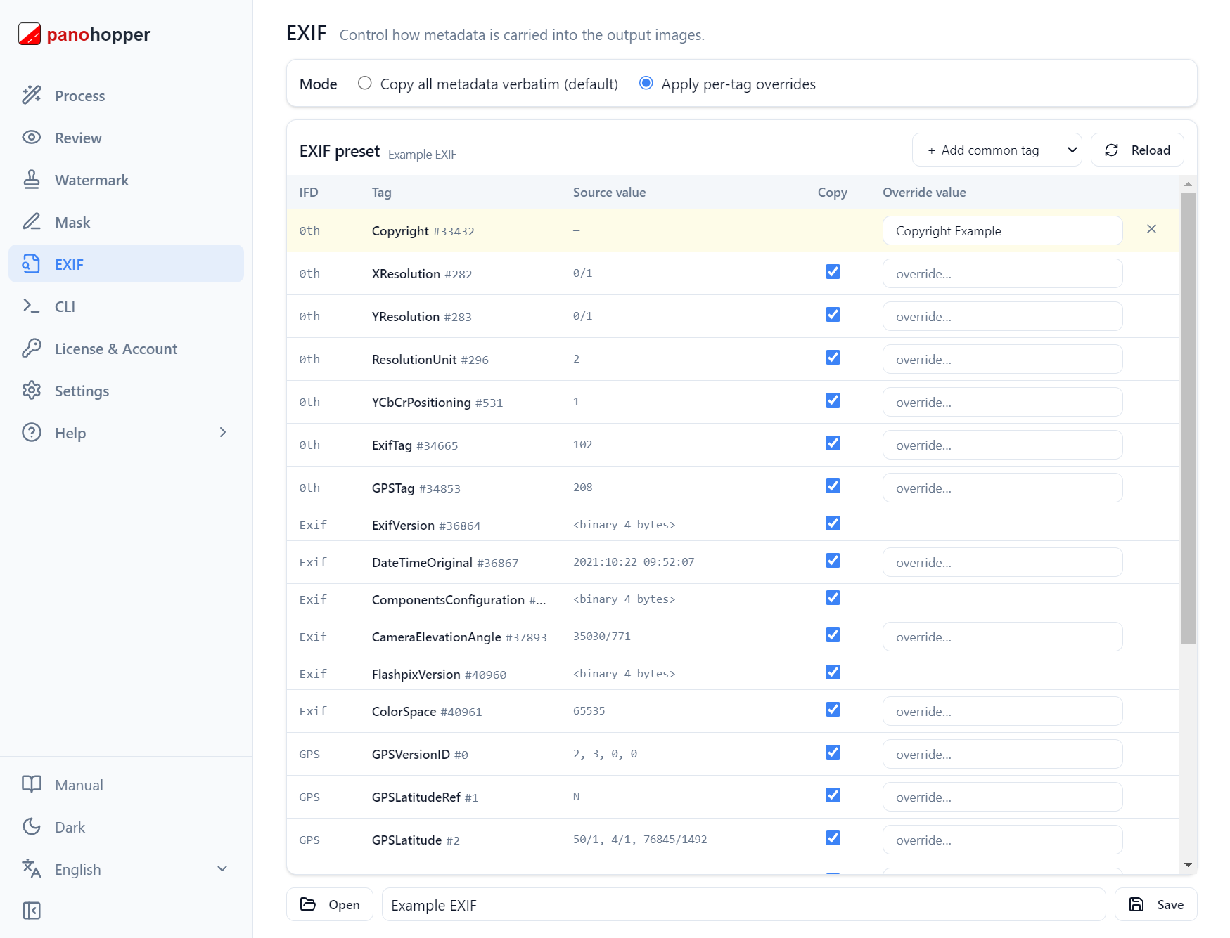 Privacy Keeper EXIF screen for preserving or editing image metadata