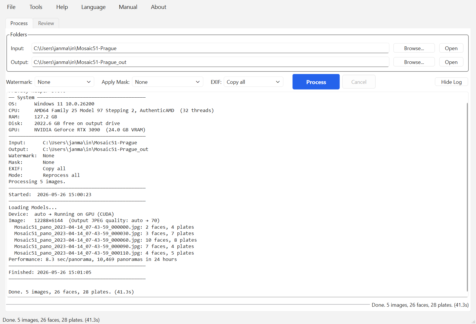 Privacy Keeper processing panoramic images