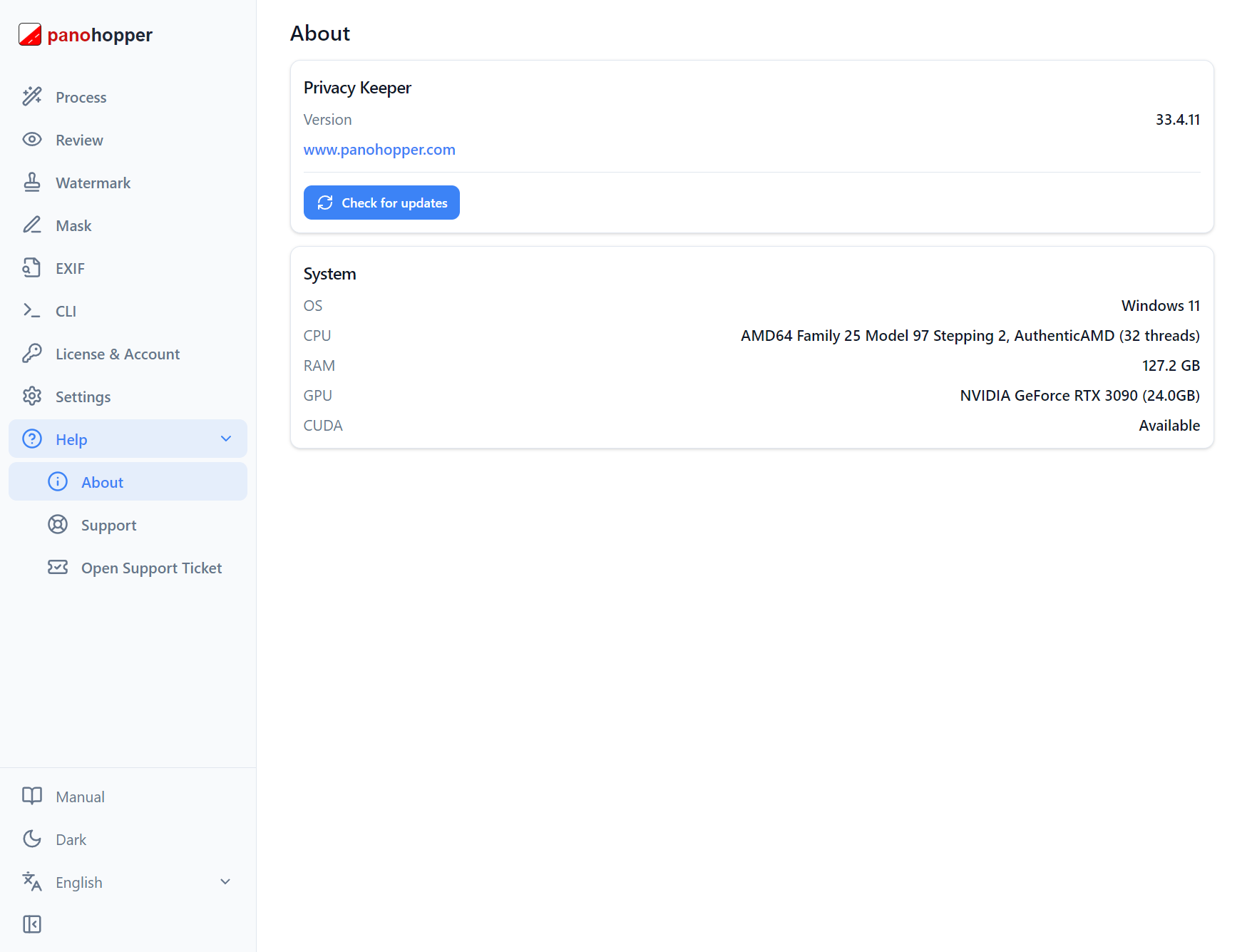 Privacy Keeper About screen with application information